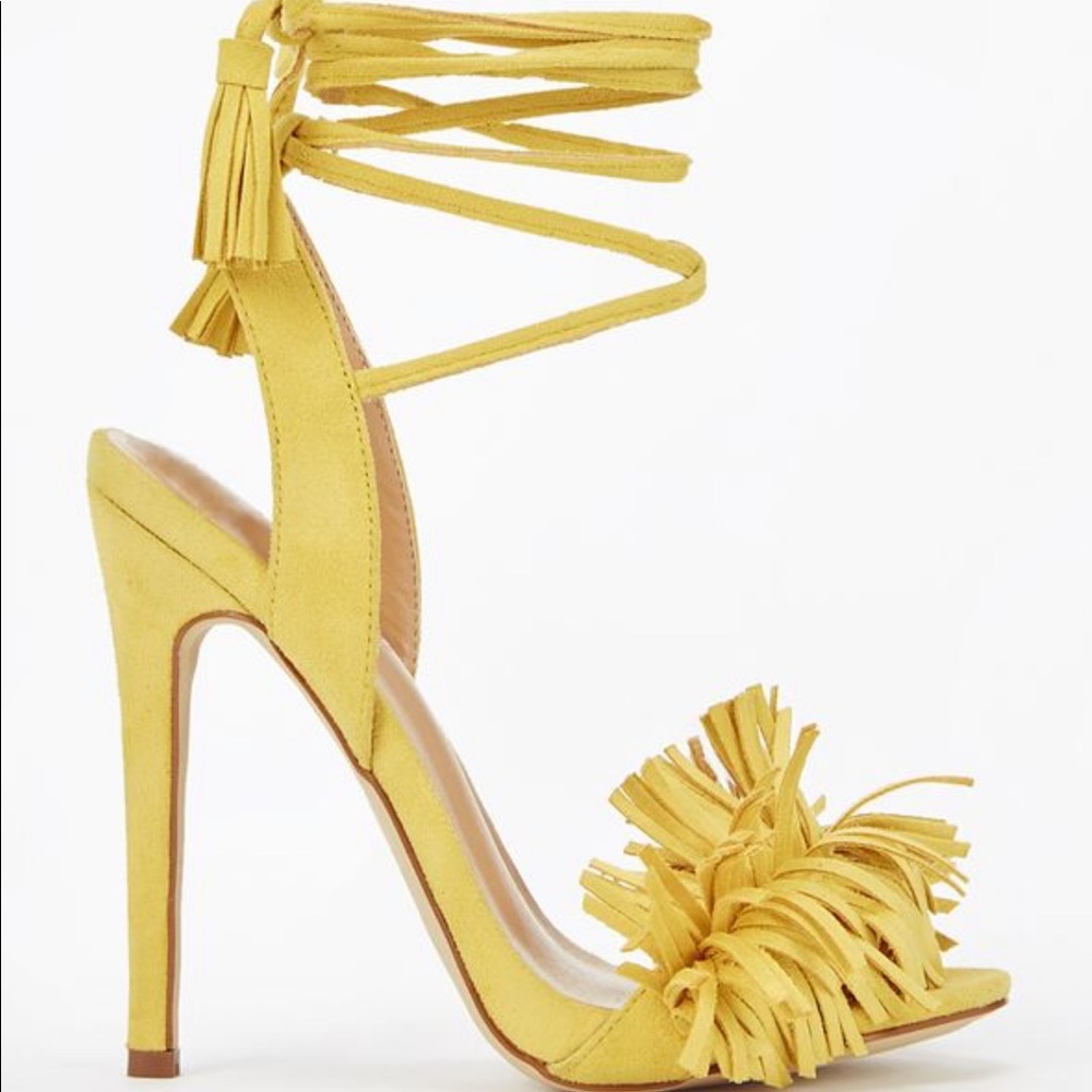 Sassy Fringe Yellow Heels